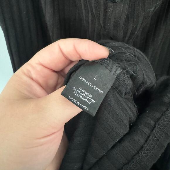 Say What? Black Ribbed Midi Dress Short Sleeves BodyCon Fit Women's Size Large - Picture 5 of 7